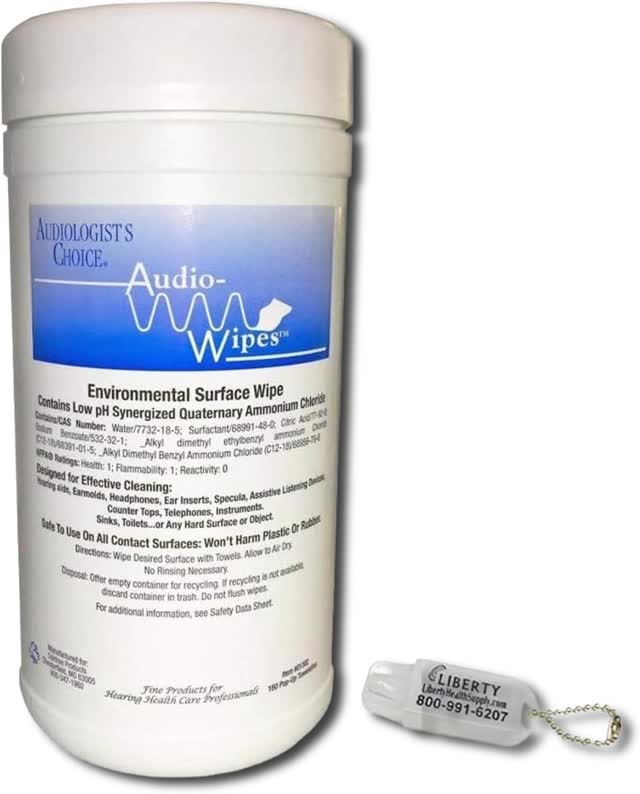 AUDIO-WIPES cleaning towelettes large canister of 160 wipes