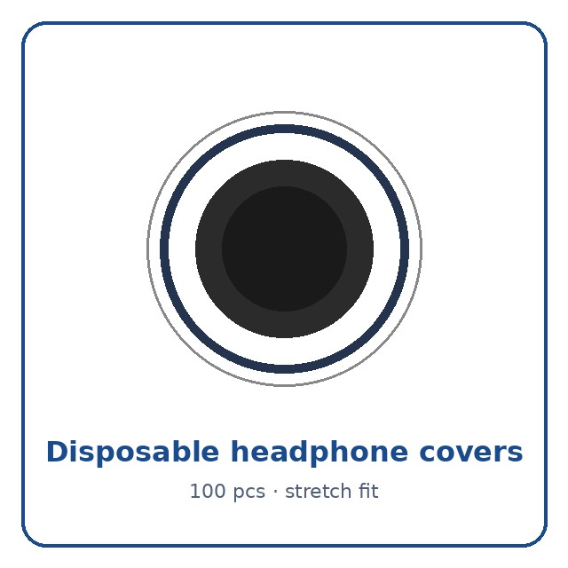 BBTO disposable non-woven headphone ear covers, black, bag of 100